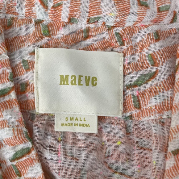 Maeve Lena Yarn Dyed Tunic Orange Size S Oversized Sheer Boho Beachy Resortwear - Picture 4 of 13